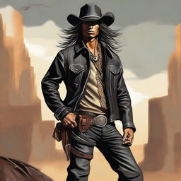 A vivid digital art image portrays a young Indian cowboy