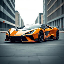 A striking image of a Russian boxy supercar, designed with bold geometric shapes and sharp lines that convey a powerful and aggressive stance