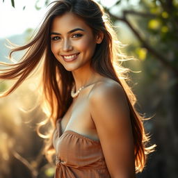 A beautiful young woman in an artistic pose, confidently embracing her natural beauty