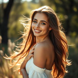 A beautiful young woman in an artistic pose, confidently embracing her natural beauty