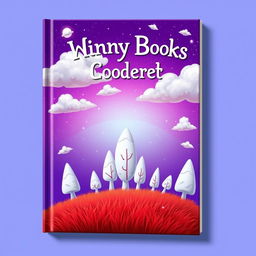 A whimsical 2D book cover showcasing a fantastical landscape