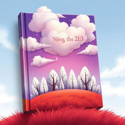 A whimsical 2D book cover showcasing a fantastical landscape