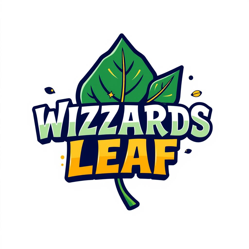 A stylish and modern text-based logo featuring the words "WIZARDS LEAF" in bold, funky typography