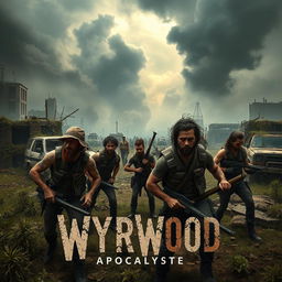 A gripping post-apocalyptic battlefield scene depicting the struggle for survival in a desolate environment inspired by Wyrmwood: Apocalypse