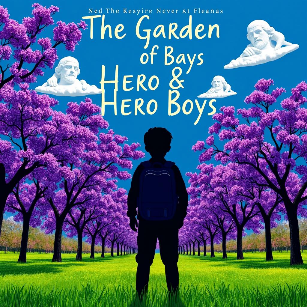 A book cover design featuring the title 'The Garden of Hero Boys'