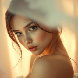 A close-up artistic depiction of a beautiful girl in a serene and elegant setting
