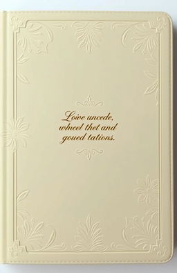 An elegant journal cover featuring a sleek matte finish with embossed floral and geometric patterns