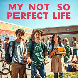 A vibrant and nostalgic high school scene titled 'My Not So Perfect Life' capturing the essence of teenage experiences