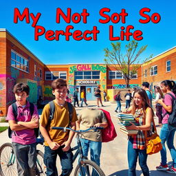 A vibrant and nostalgic high school scene titled 'My Not So Perfect Life' capturing the essence of teenage experiences