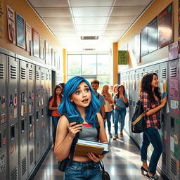 A lively high school scene for 'My Not So Perfect Life', capturing the diverse experiences of teenage students