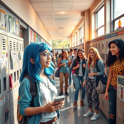 A lively high school scene for 'My Not So Perfect Life', capturing the diverse experiences of teenage students