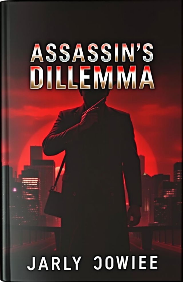 A dark and intense book cover for a thriller story titled 'Assassin's Dilemma