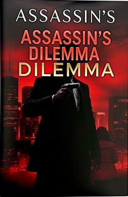 A dark and intense book cover for a thriller story titled 'Assassin's Dilemma
