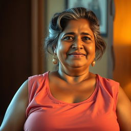 A portrait of a 55-year-old Bengali ssbbw woman, showcasing her natural beauty and confidence