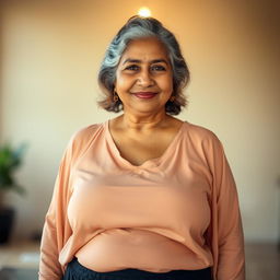 A portrait of a 55-year-old Bengali ssbbw woman, showcasing her natural beauty and confidence