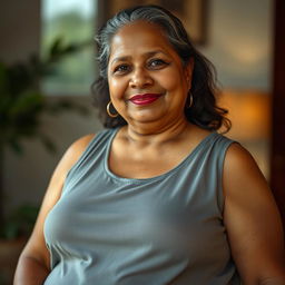 A portrait of a 55-year-old Bengali ssbbw woman, showcasing her natural beauty and confidence