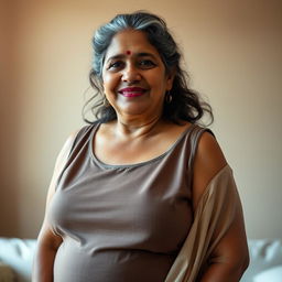 A portrait of a 55-year-old Bengali ssbbw woman, showcasing her natural beauty and confidence