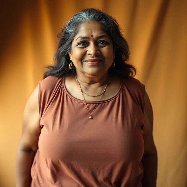 A portrait of a 55-year-old Bengali ssbbw woman, showcasing her natural beauty and confidence