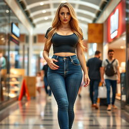 A sexy long hourglass shaped woman with medium breasts and very low, wide full hips, complemented by thick, large thighs