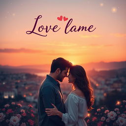 A romantic movie poster for a Spanish love film, depicting a passionate couple in an enchanting setting