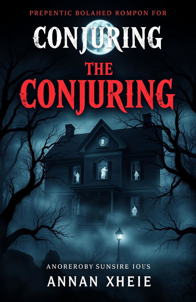 A chilling book cover for a horror novel inspired by 'The Conjuring' film