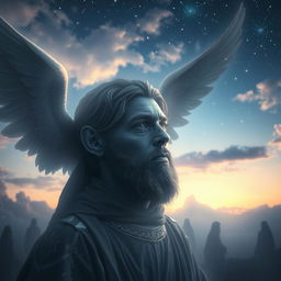 A surreal and emotional scene depicting the Angel of Death, known as Malak al-Mawt, in a moment of sorrow