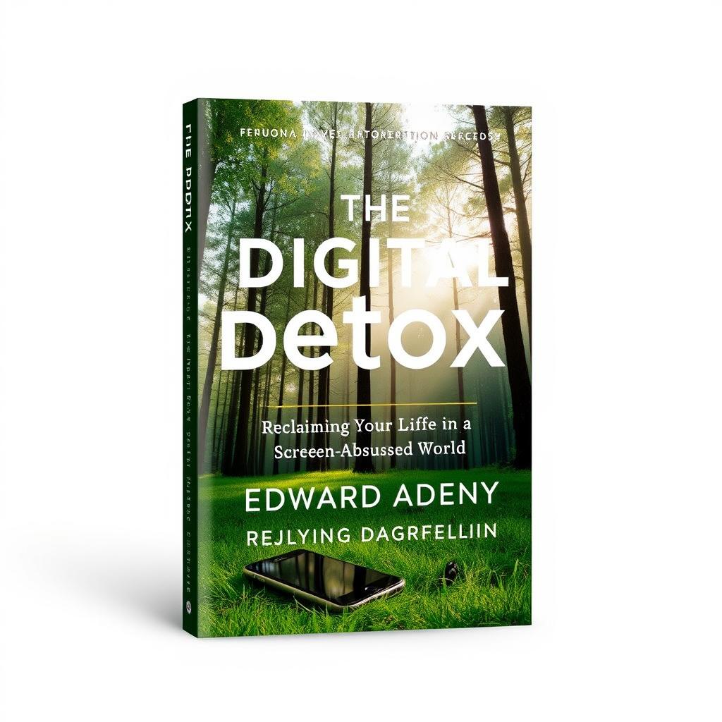 A compelling book cover design for 'The Digital Detox: Reclaiming Your Life in a Screen-Obsessed World' by Edward Adeny