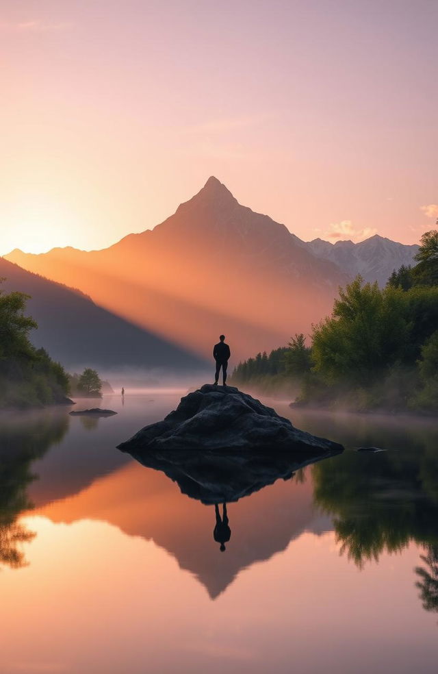 A serene and powerful landscape, symbolizing leadership