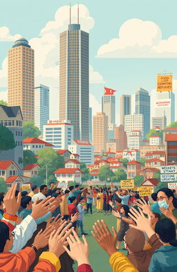 An artistic representation exploring the theme of wealthy nations accepting refugees