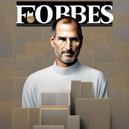 A high-quality digital art image designed as a Forbes Magazine cover, featuring Steve Jobs as the first ever trillionaire