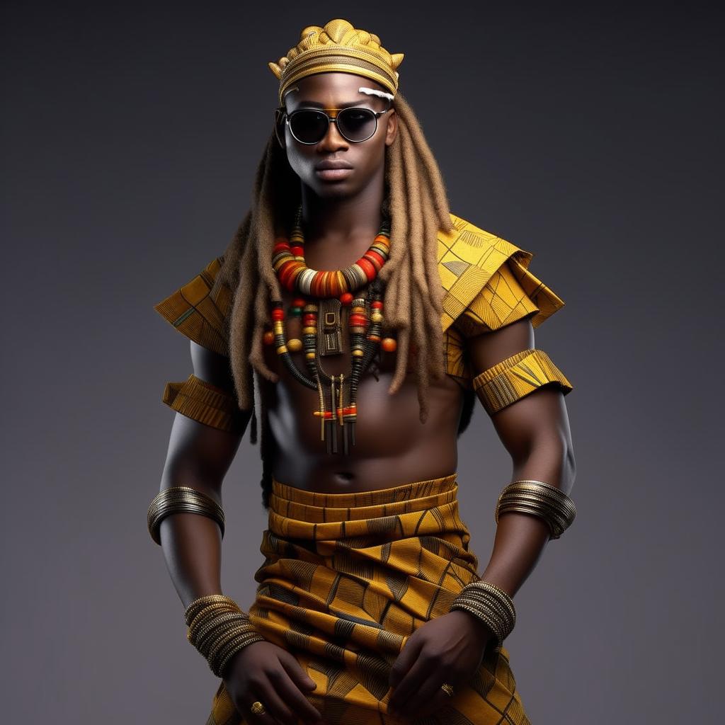 male in futuristic casual Yoruba attire