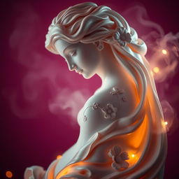 A beautifully presented close-up shot of an artistic sculpture that represents feminine beauty, featuring smooth curves and intricate detailing