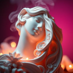 A beautifully presented close-up shot of an artistic sculpture that represents feminine beauty, featuring smooth curves and intricate detailing