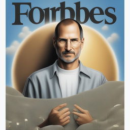 A high-quality digital art image designed as a Forbes Magazine cover, featuring Steve Jobs as the first ever trillionaire