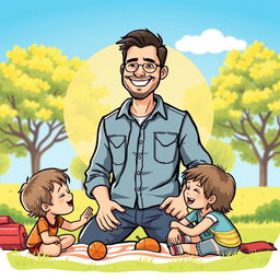 A stylized graphic representation of a father figure, emphasizing fatherhood themes such as love, guidance, and support