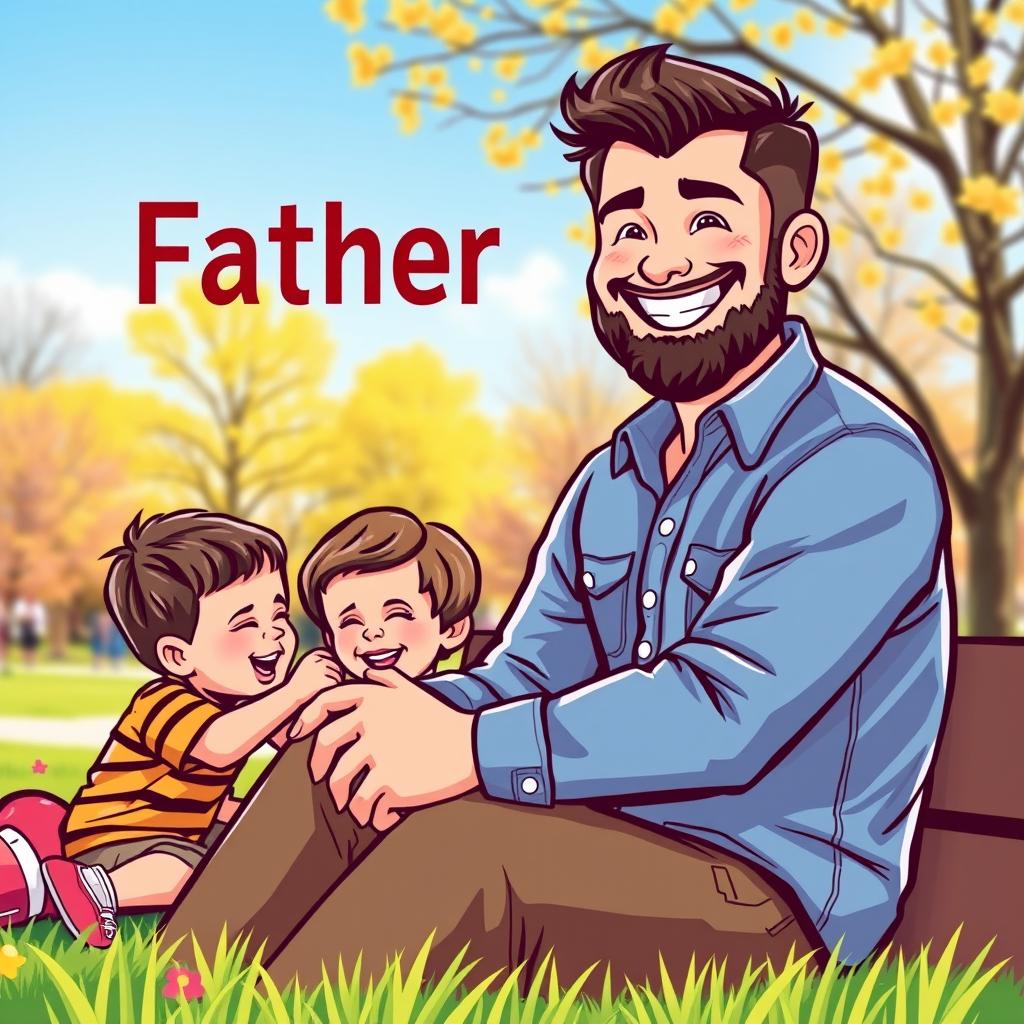 A stylized graphic representation of a father figure, emphasizing fatherhood themes such as love, guidance, and support