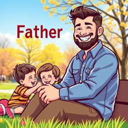 A stylized graphic representation of a father figure, emphasizing fatherhood themes such as love, guidance, and support