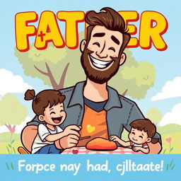 A stylized graphic representation of a father figure, emphasizing fatherhood themes such as love, guidance, and support