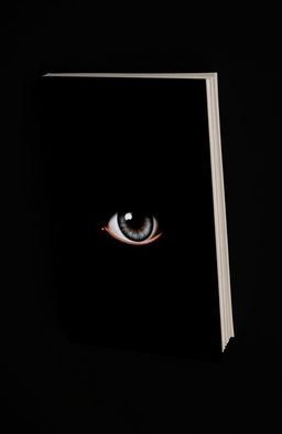 A minimalist book cover featuring a large, striking eye prominently placed on the front