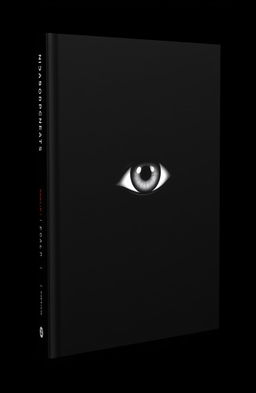 A minimalist book cover featuring a large, striking eye prominently placed on the front