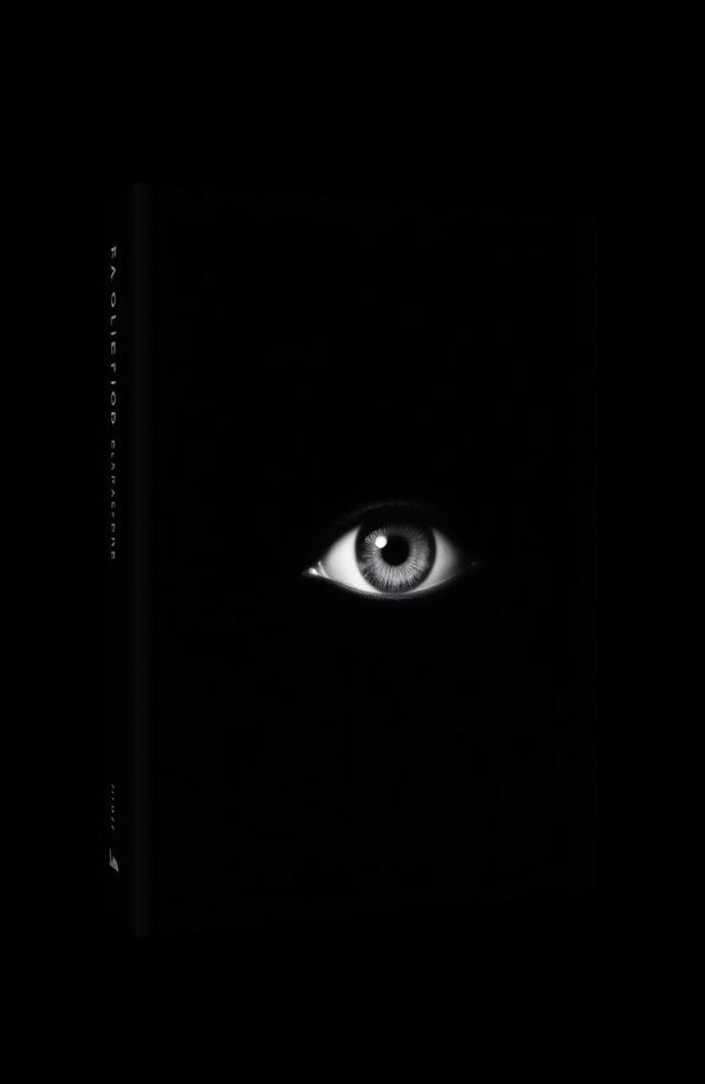 A minimalist book cover featuring a large, striking eye prominently placed on the front