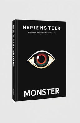A minimalist book cover featuring a gigantic eye monster as the central focus