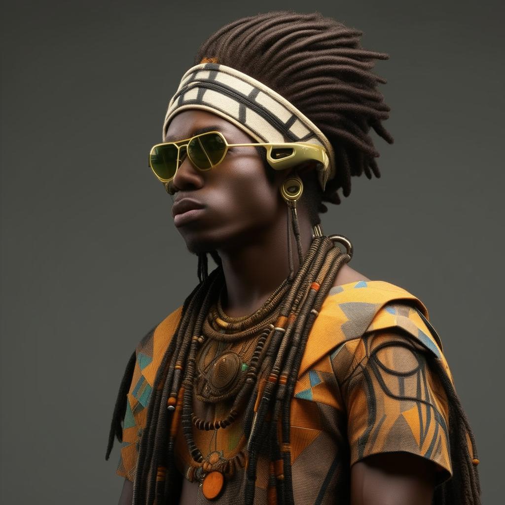 male in futuristic casual Yoruba attire