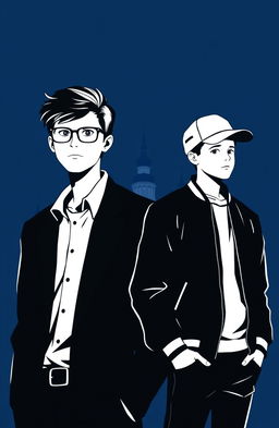 A dark blue background features a majestic school building
