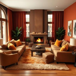 A cozy living room designed to attract and retain warmth