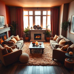 A cozy living room designed to attract and retain warmth
