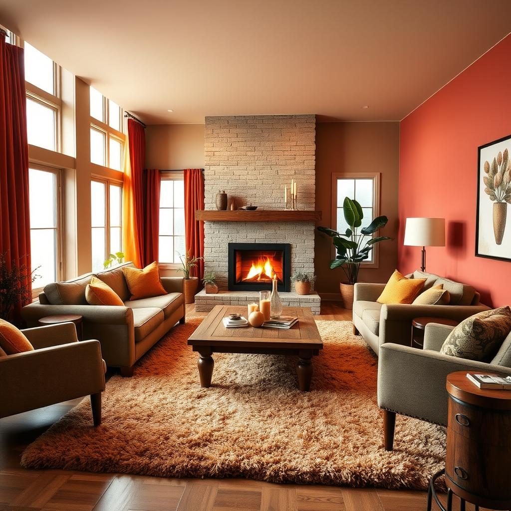 A cozy living room designed to attract and retain warmth