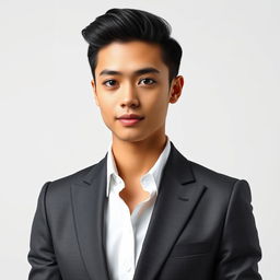 A stunning portrait of a confident individual, showcasing them in a sophisticated tailored suit that is sleek and modern, emphasizing a sharp silhouette