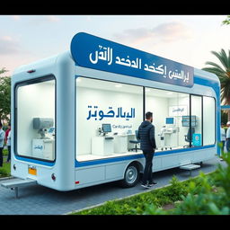A mobile eye clinic with a modern and sleek design