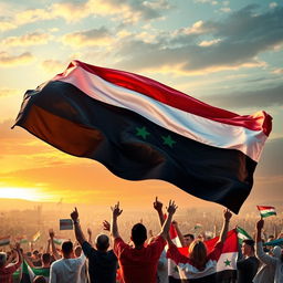 A vibrant depiction of the Syrian revolution flag, symbolizing hope and freedom